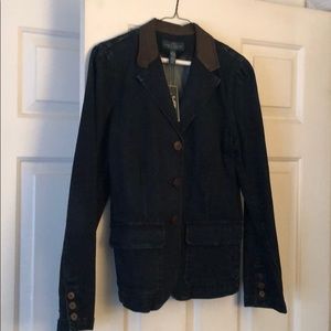 Ralph Lauren denim leather trim blazer size 12